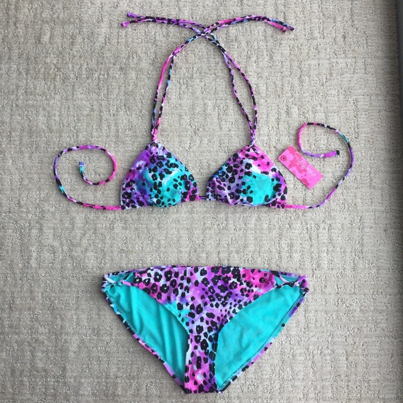 purple leopard print bikini